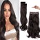 Upgrade Invisible Halo Hair Extensions with 3 PCS Set Headband Adjustable Long Wavy Secret Dark Brown Hair Extensions for Women