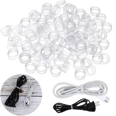 200 Pcs 0.5 Inch Small Clear Elastic Silicone Rubber Bands Strong Rubberbands Heavy Round Siliconebands Electrical Cable Ties for Wire Cord Cable Wrapping, Bundle