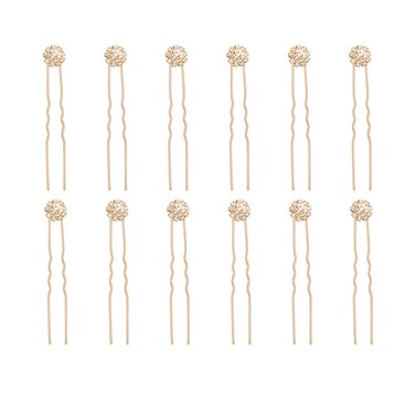Crystal Bridal Hair Pins Clips Wedding Hair Accessories Hair Set Jewelry With Rhinestone For Brides and Bridesmaids Set Of 12 (Gold)