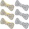 6 Pieces Crystal Rhinestone Hair Clips: Clear Rhinestone Bows, Barrettes, Mini Alligator Clips - Bridal Hair Jewelry and Accessories for Women &amp; Girls, Christmas, Birthday Present