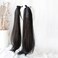 2pcs Ponytail Wig Tie up-Long Straight Hair Extension Cosplay Twin-tail Cute Pony Tail Pig Tails Hairstyle 26" Off Black