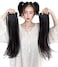 2pcs Ponytail Wig Tie up-Long Straight Hair Extension Cosplay Twin-tail Cute Pony Tail Pig Tails Hairstyle 18" Light Brown