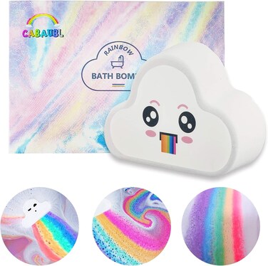 Rainbow Bath Bomb Gift Set, Organic &amp; Natural Rainbow Cloud SPA Bath Bombs for Aromatherapy Relaxation Soak to Moisturize Skin, for Christmas Gifts for Women and Kids