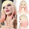 Short Blonde Pink Wig for Women Ombre Bob Wig With bangs Colorful Bob Wig Synthetic Short Straight Bob Wig 12 Inches (bob2200)