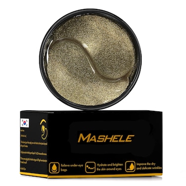 Korean Under Eye Patches 24K Gold Black Pearl Mask Anti-Aging Hyaluronic Acid Collagen Neck Forehead Laugh Line Pad Reducing Dark Circles Treatment (60pcs, gold patches 60pcs)