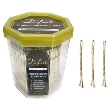 Dofash 5cm Waves Bobby Pins Blonde Octagon Container Hairpins Large Package for Hair Salon Women's Hair Styling 260 Count (Blonde)