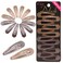 Dofash 5CM/2IN Snap Hair Clips for Styling Sectioning Hair Barrettes for Women Fine Hair Metal Bun Clips for Hair 12 Count/Light Brown+Dark Brown