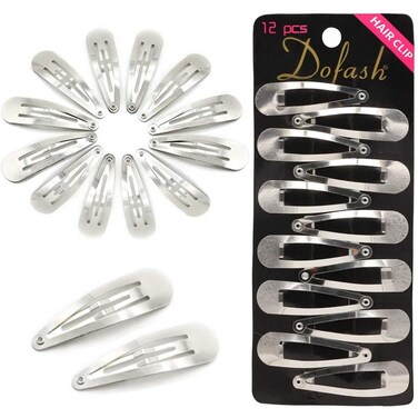 Dofash 5CM/2IN Snap Hair Clips Mini Silver Hair Clips for Women Metal Small Hair Clips Hair Grips Hair Accessories 12 Count/Silver