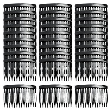 Cinaci 30 Pack Clear White Black Brown Small Plastic Hair Side Combs Slide Barrettes with 14 Teeth DIY Crafts Decorative Headpieces French Twist Hair Clips Fine Thin Hair Accessories for Women Girls