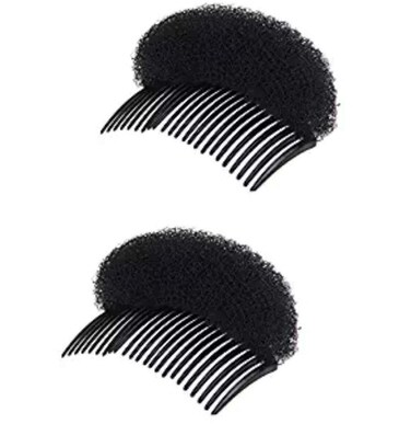2PCS Women Lady Girl Magic Hair Styling Clip Do Beehive Hair Styler Tool Charming Bump It Up Volume Inserts Stick Bun Maker Hair Comb Hair Accessories (Black)