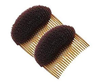 2PCS Women Lady Girl Magic Hair Styling Clip Do Beehive Hair Styler Tool Charming Bump It Up Volume Inserts Stick Bun Maker Hair Comb Hair Accessories (Brown)