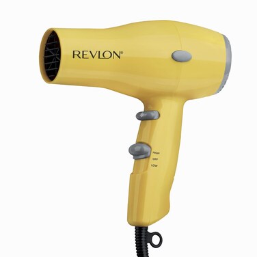 REVLON Compact Hair Dryer   1875W Lightweight Design, Perfect for Travel, (Yellow)