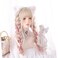 Gold Ear-dyeing Pink Lolita Wig Japanese Harajuku Cute Daily Long Curls Hair Sweet Adult Girls Cosplay Synthetic Hairpiece Chic