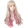 Gold Ear-dyeing Pink Lolita Wig Japanese Harajuku Cute Daily Long Curls Hair Sweet Adult Girls Cosplay Synthetic Hairpiece Chic