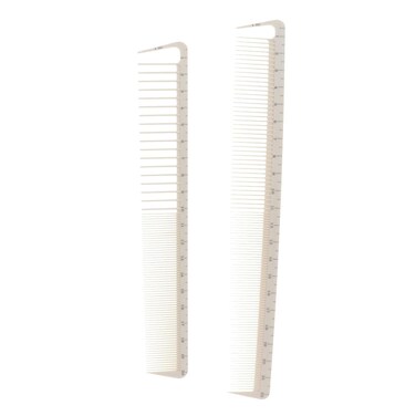 2Pcs White Professional Hair Cutting Combs Set, Salon Hair Styling Measure Combs, Anti Hairdressing Barber Combs