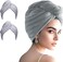 Microfiber Towel, Hair Turbans for Wet Hair, Drying Hair Wrap for Women(The Color of The Picture is for Reference only) (Gray,Gray)