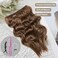 Halo Hair Extensions 20 Inches Chestnut Brown Long Wavy Shape Adjustable Size Invisible Steel Wire Extensions with Transparent Headband 4 Fixed Safety Clips Suitable for Women