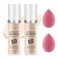 2PCS Ivory White Foundation Makeup Set with 2 Makeup Sponges,Moisturizing Full Coverage Liquid Foundation for Women,Non-greasy Long Lasting Flawless Concealer Cream Makeup Foundation Set