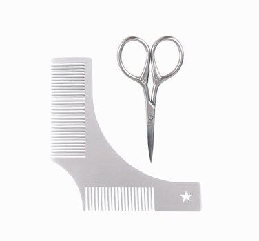 Beard Stencil Comb,2PCS Beard Shaper Grooming Template Beard Line Up Tool Shaper Beard Styling Tool Black Mustache Shaping Comb Trimming Guide for Men's Beard Line Up