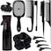 12 Pcs Hair Styling Brush Set with Detangler, Teasing, Rat Tail, Edge Brushes and Baby Hair Brushes - Soft Bristles for Baby Girls and Women (Black)
