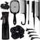 12 Pcs Hair Styling Brush Set with Detangler, Teasing, Rat Tail, Edge Brushes and Baby Hair Brushes - Soft Bristles for Baby Girls and Women (Black)