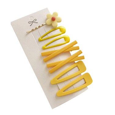 7Pcs Yellow Sweet Flower Women Girl Barrette Bobby Pin Hairpin Hair Clips Decoration Elegant Gold Gifts Hair Clips 7cm/2.76