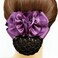 Purple Women Net Hair Clip,Floral Spring Clip,Women Snood Net Bow Barrette Hair Clip Bun Cover, Hair Accessories for Stewardess/Banks/Hotels/Nurse/Property