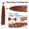 Deep Wave Bulk Braiding Hair Extensions-20 Inches 8 Pakcs Ginger Synthetic Curly Hair Bundle for Braiding,No Weft Braids for Human（20"-8 Packs,350#）