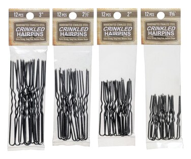 Crinkled Hairpin Variety Stainless Steel SILVER Heavy Duty Snagless Hairpins 4 Packs of 12 Handmade Hair Pin