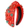 Christmas Headband for Women Christmas Accessories Xmas Bow Reindeer Snowflake Headband Red Green Jeweled Rhinestone Pearl Knotted Headband Festive Holiday Headband Christmas Gifts (Xmas Bow Red)