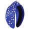 Jeweled Rhinestone Crystal Wide Top Knot Headband for Women - Football Mom Accessories, Sport Hair Accessory (Blue)