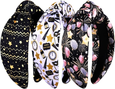 NVENF Halloween Christmas Thanksgiving New Year Headband for Women Festive Holiday Knotted Headband Hair Accessories Gifts