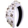 mokkia Football Headband for Women Football Mom Accessories Crystal Rhinestone Jeweled Wide Top Knot Headband Game Day Sports Hair Accessories Gift (White 2)