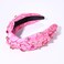 Breast Cancer Awareness Headband Pink Ribbon Headband Rhinestone Crystal Pearl Knotted Headband Beaded Jeweled Embellished Wide Top Knot Headbands Breast Cancer Survivor Accessories Gifts (Pink Ribbon