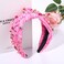 Breast Cancer Awareness Headband Pink Ribbon Headband Rhinestone Crystal Pearl Knotted Headband Beaded Jeweled Embellished Wide Top Knot Headbands Breast Cancer Survivor Accessories Gifts (Pink Ribbon