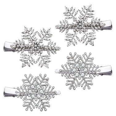 PHALIN Christmas Hair Clips for Women Xmas Snowflake Wreath Reindeer Bell Hairpins Rhinestone Holiday Hair Barrettes Festive Costume Hair Accessory Gifts (Snowflake)