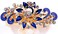 Women's Multilayered Peacock Shaped Rhinestone French Barrette Hair Clip Blue