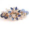Women's Multilayered Peacock Shaped Rhinestone French Barrette Hair Clip Blue
