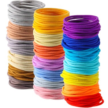 TecUnite 200 Pieces No-metal Hair Elastics Bulk Rubber Bands Hair Ties Ponytail Holders Bands for Women(Cute Color)