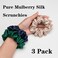 Silk Scrunchies for Hair 100% Mulberry Silk Hair Ties 3 Pack(Navy Blue, Emerald, Apricot)