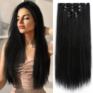 Clip in Hair Extensions StrRid Black Extension Straight 22" Long Synthetic Thick Blonde Clips on Hairpieces for Women 5PCS Invisible Curly Wavy 18" Girls Brown Red White Natural Full Head 5 Oz