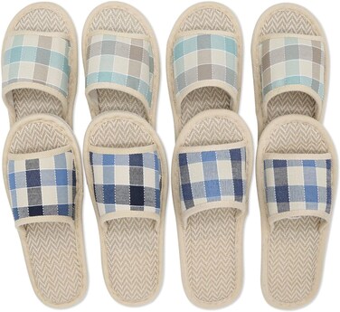 4 Pairs of Open Toe Breathable Slippers, Washable Disposable Home Slippers for Family Spa Guests Hotels,Thick, Soft, Non-Slip,Fits Most Men and Women