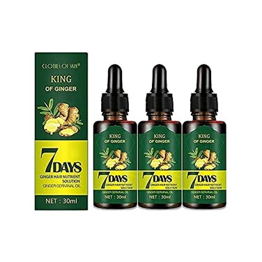 Hair Regrow 7 Day, Ginger Germinal Essential Oil Hair Growth Hair Loss Treatment Hair Care Hair Growth Serum for Men &amp; Women 30ml(3 Pack)