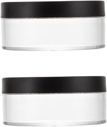 2 Pcs Black Plastic Loose Powder Case Empty Cosmetic Powder Container Refillable Makeup Powder Jar Portable Powder Box Loose Powder Containers for Travel Powder Face 50g
