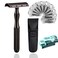 Double Edge Safety Razor, Safety Razors for Men with 10 Blades, 1 Travel Safety Razor Case, Non-slip Double Edge Razor Smooth Close Shave, Heavy Duty Metal Razor (Black)