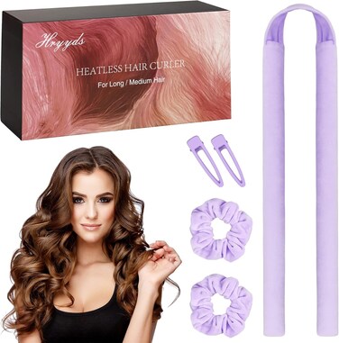 Upgraded Heatless Hair Curler, with Gift Box, Velvet Heatless Curls Headband ​- No Smell, Heatless Hair Curlers, to Sleep in for Long Hair and Medium Hair (Purple)