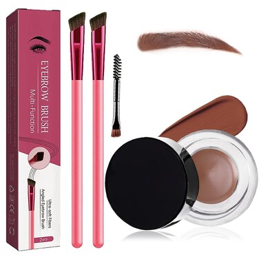 4D Hair Stroke Brow Stamp Brush, Eyebrow Hair Stroke Brush, Ultra-thin 4D Eyebrow Stamp Brush, Realistic Hair Stroke Eyebrow Brush Eye Brow Stamping Kit(Light Brown)