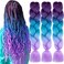 Purple Lake Blue Light Purple Braiding Hair 3Packs 24 Inch Synthetic Braid Hair Extensions Jumbo Ombre Braiding Hair Box Braids Twist Crochet Braids(24"3Pack,purple lake blue light purple)