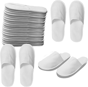 Disposable Slippers, Non Slip Spa Slippers Velvet Closed Toe Slipper for Guest, Hotel, Bathroom, Home, Travel, Fit Up to US Men Size 10 Women Size 11 (10 Pair)