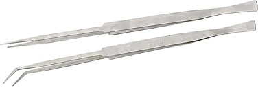 2 Piece Set of 12" Tweezers with Pointed Tips   Straight and Angled Set   Ideal for Extra Long Reach